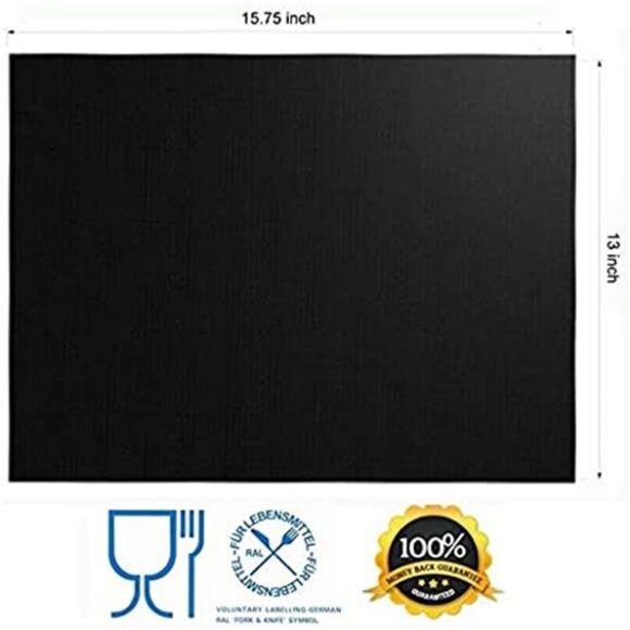 Set of 6-100% Non-Stick BBQ Grill Mats, Heavy Duty - 15.75 x 13-Inch, Black - Picture 4 of 6